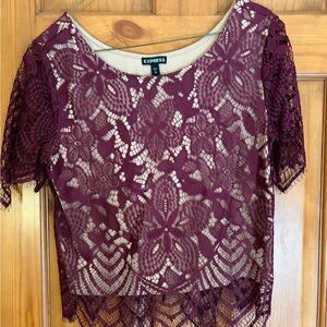 Express Burgundy Lace Women Top